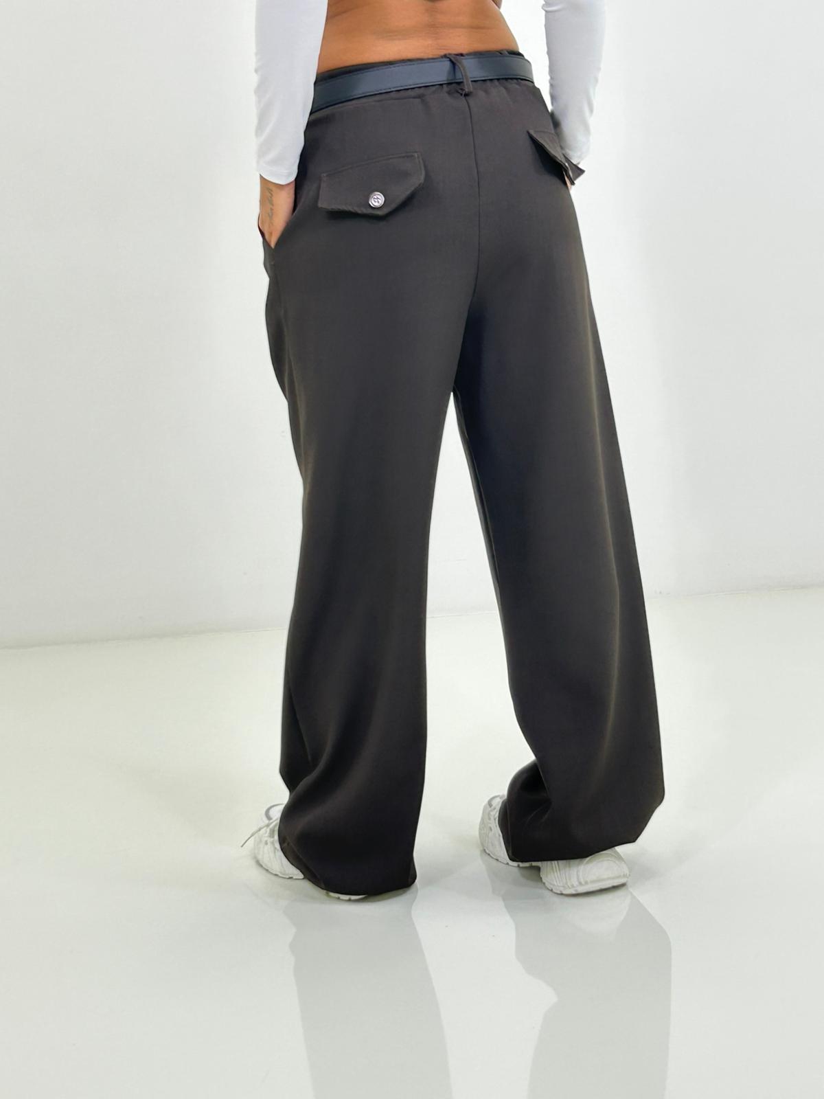 Francesca – Pantalone a Gamba Larga con Vita Alta e Cintura Elegante