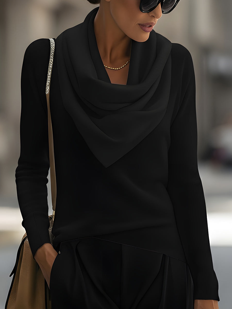 Top lungo con scollo drappeggiato