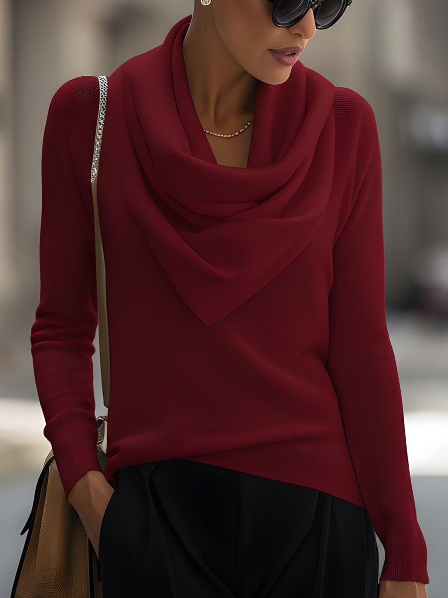 Top lungo con scollo drappeggiato