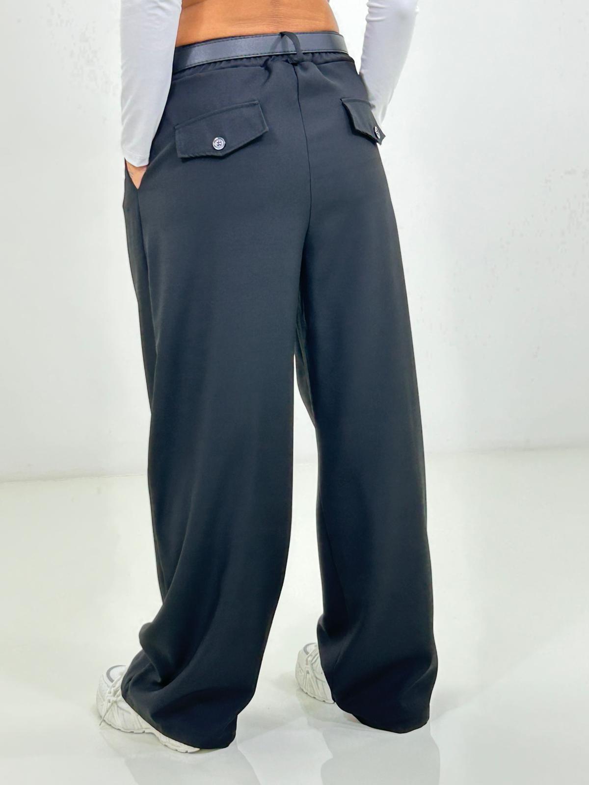 Francesca – Pantalone a Gamba Larga con Vita Alta e Cintura Elegante