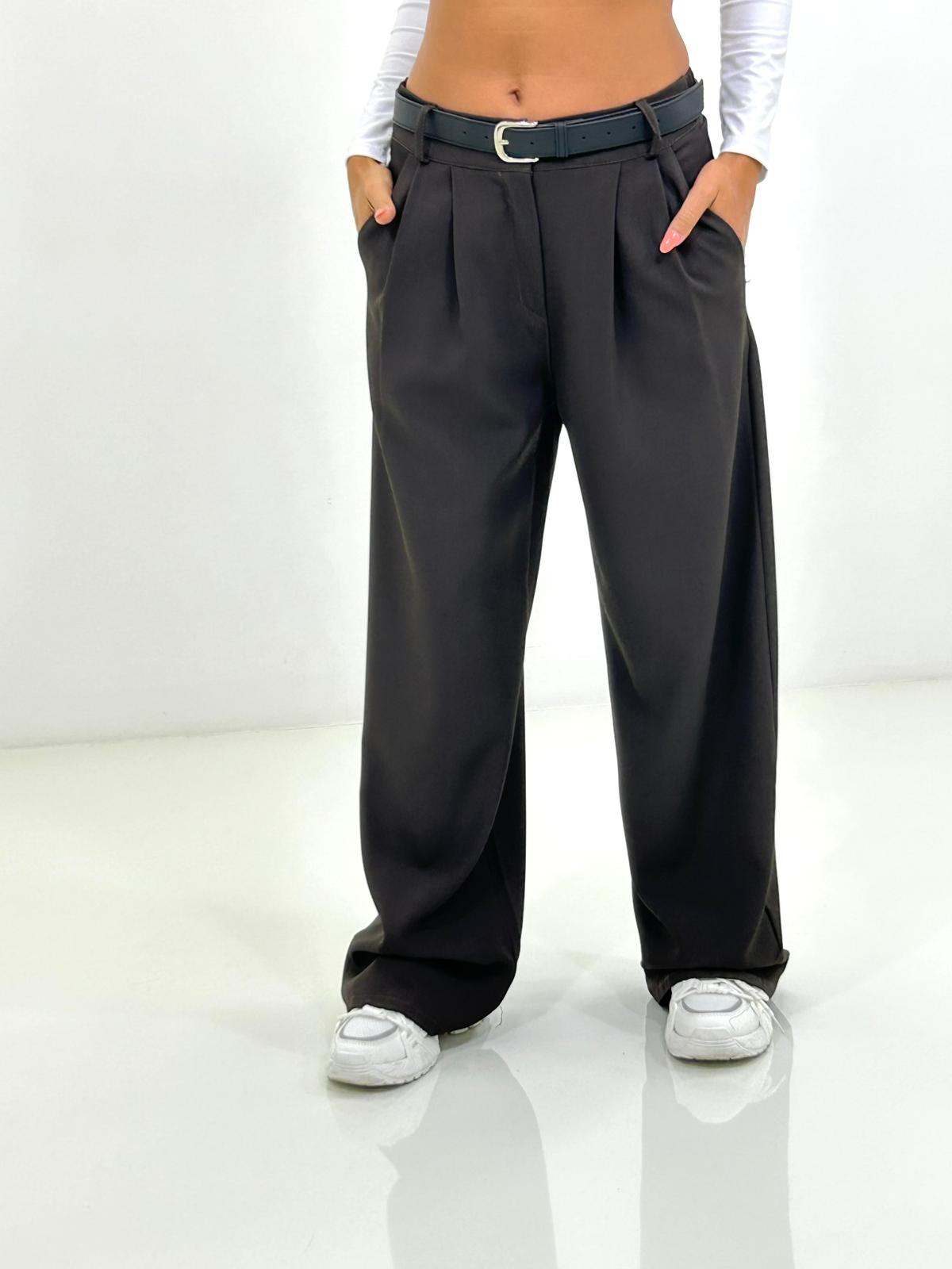 Francesca – Pantalone a Gamba Larga con Vita Alta e Cintura Elegante