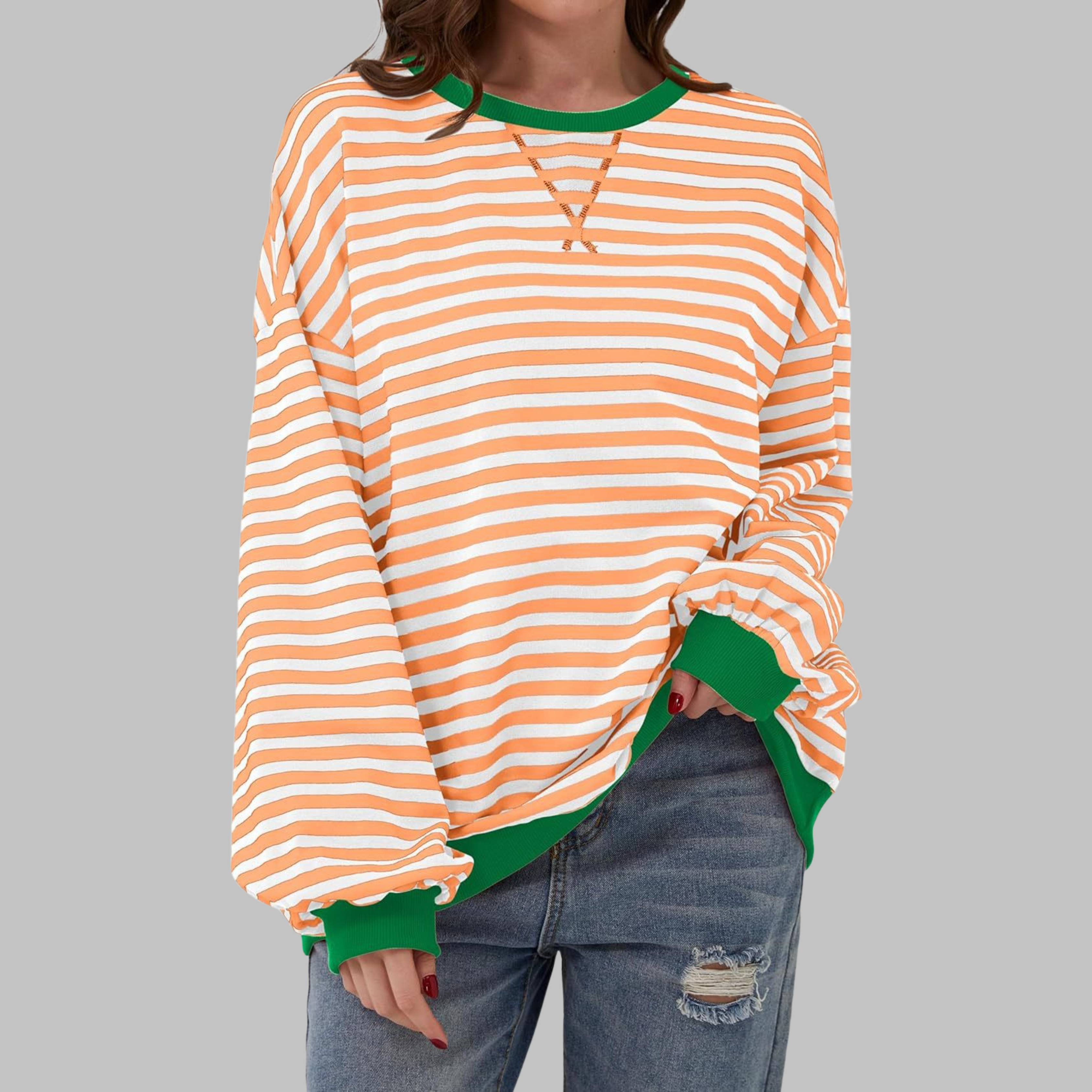 LUKA™ - Felpa a maniche lunghe casual con collo rotondo a righe - 1+1 GRATIS