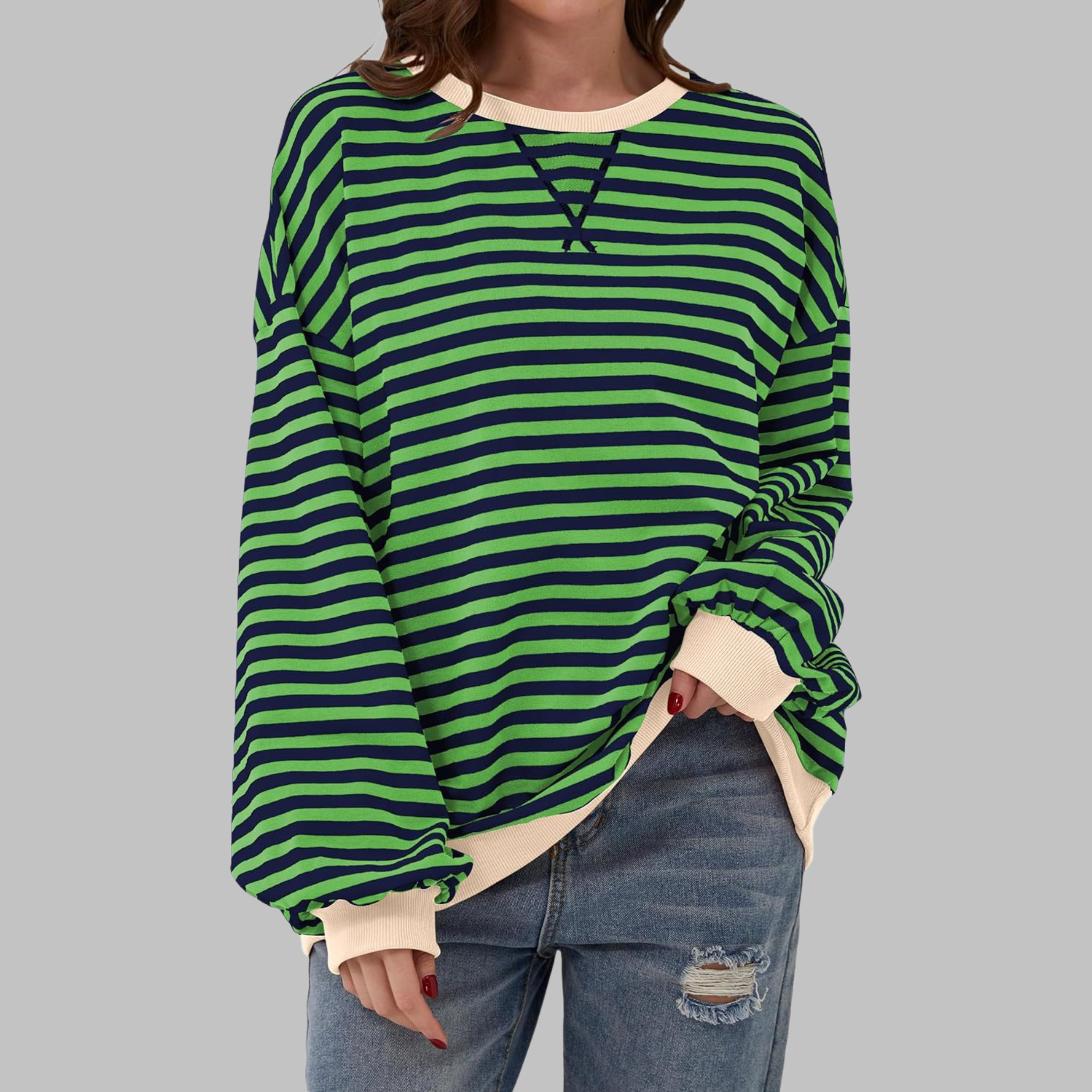 LUKA™ - Felpa a maniche lunghe casual con collo rotondo a righe - 1+1 GRATIS