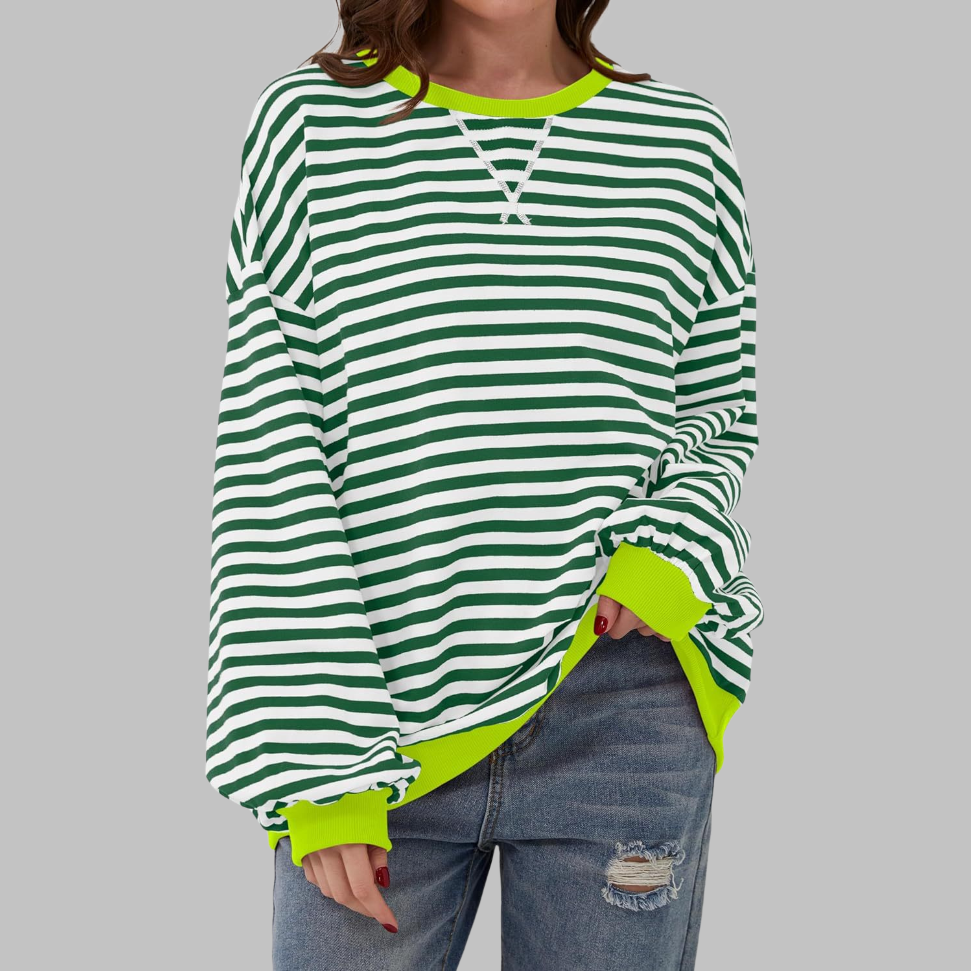 LUKA™ - Felpa a maniche lunghe casual con collo rotondo a righe - 1+1 GRATIS