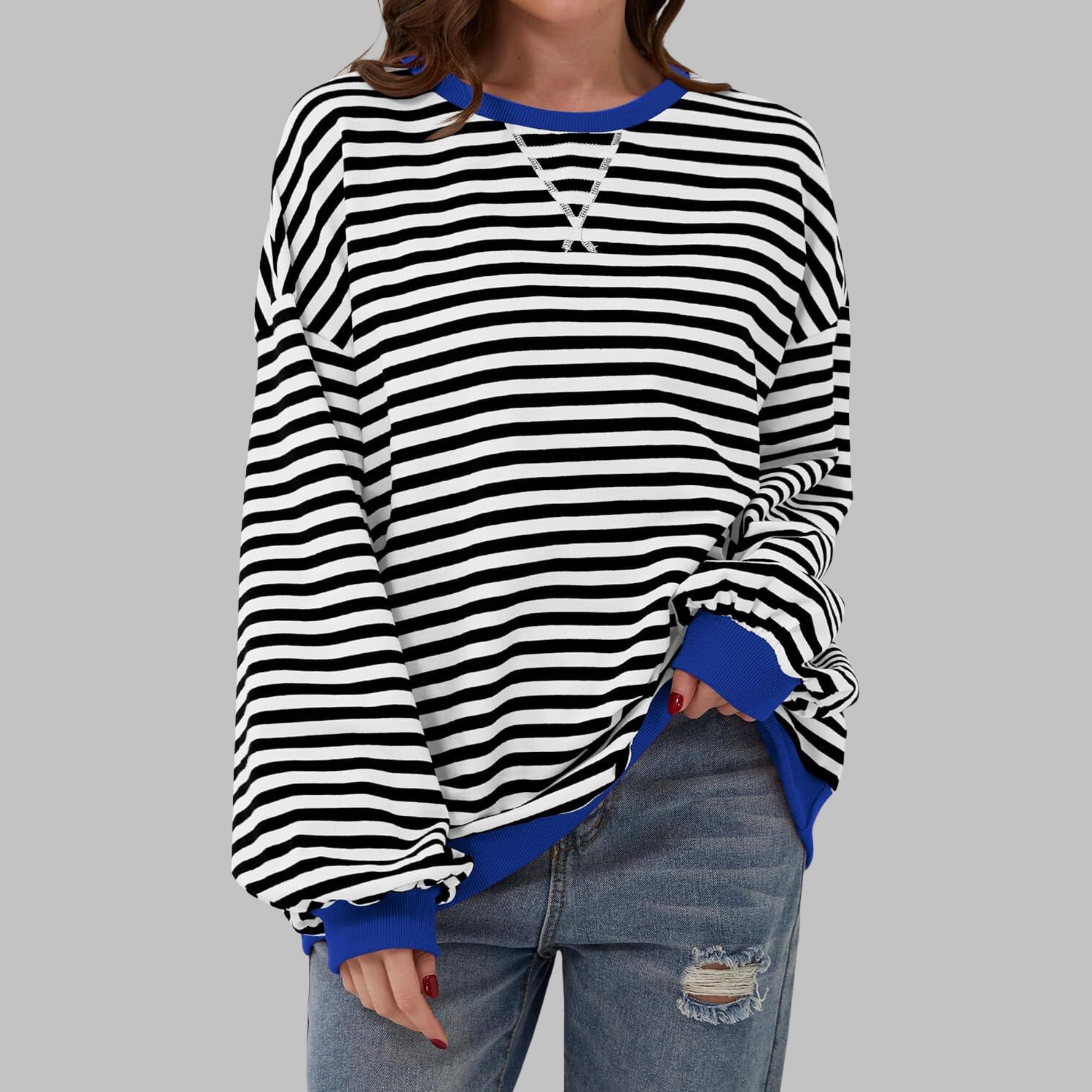 LUKA™ - Felpa a maniche lunghe casual con collo rotondo a righe - 1+1 GRATIS