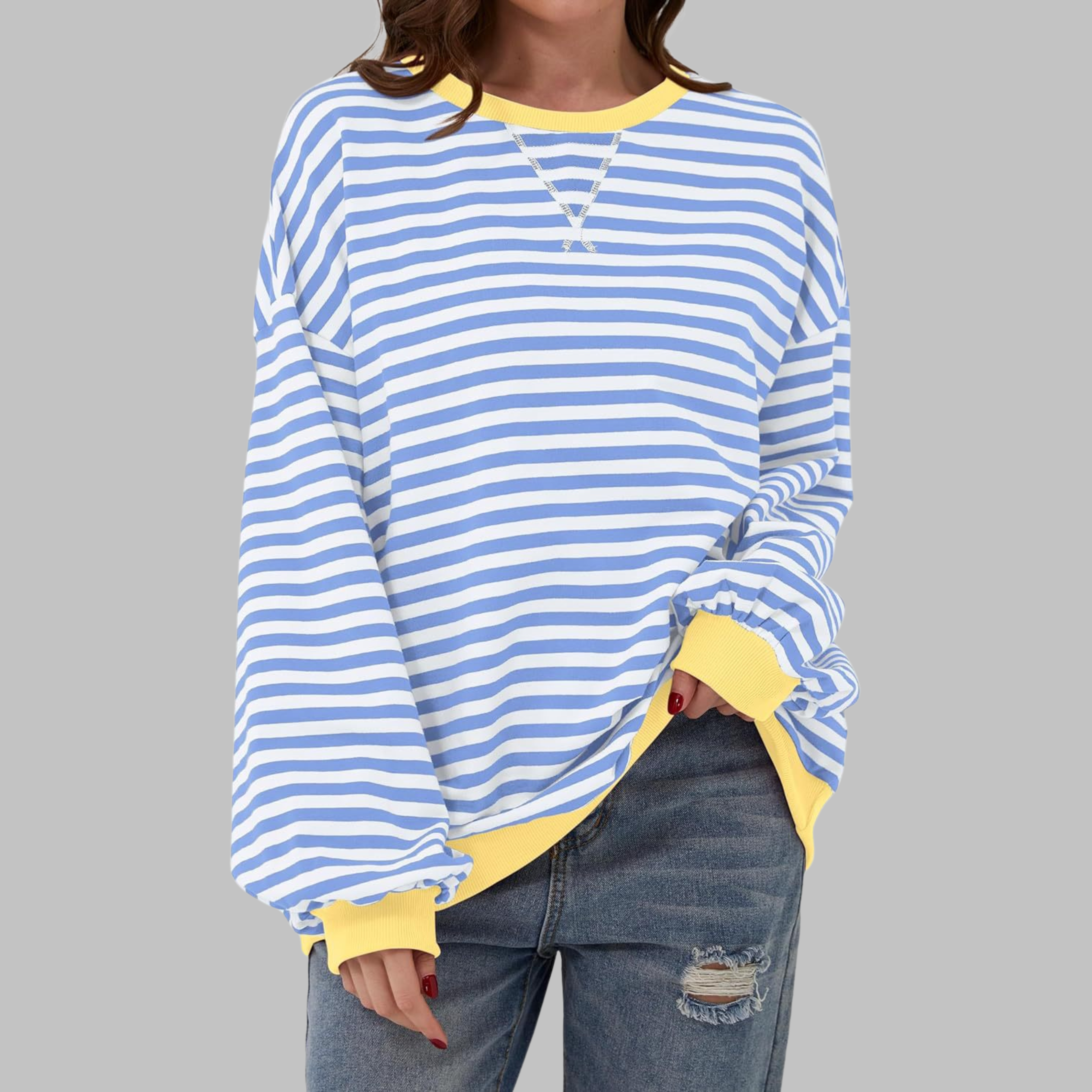 LUKA™ - Felpa a maniche lunghe casual con collo rotondo a righe - 1+1 GRATIS