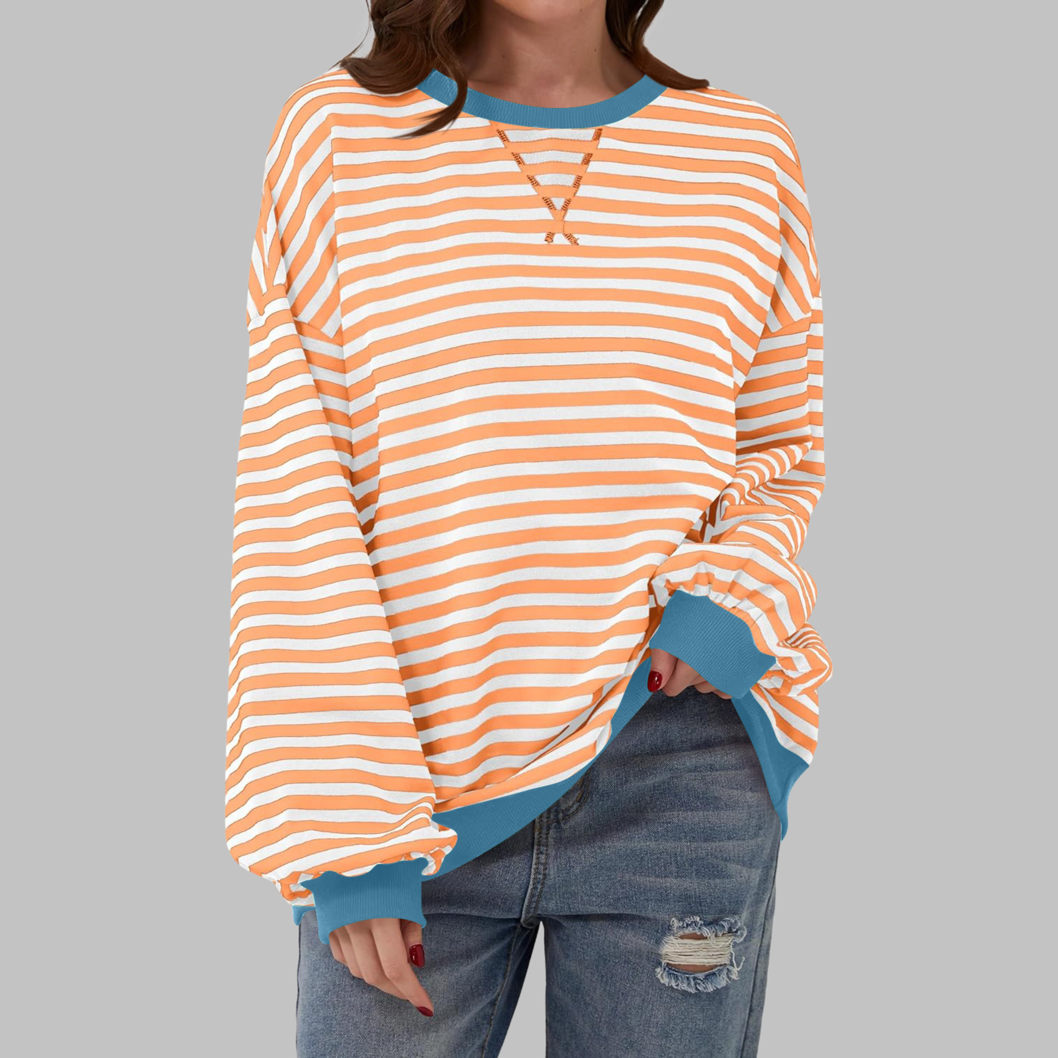 LUKA™ - Felpa a maniche lunghe casual con collo rotondo a righe - 1+1 GRATIS