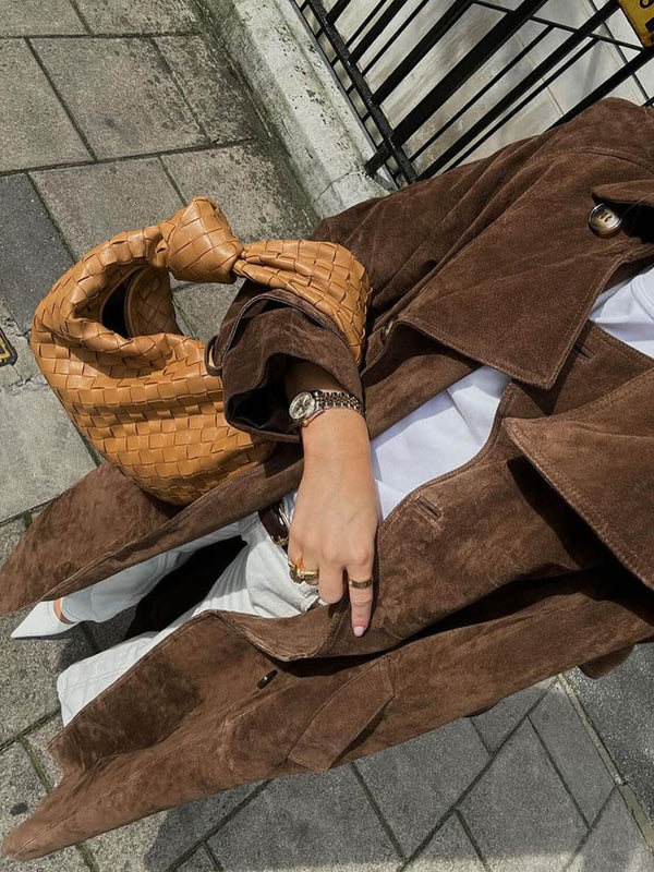 Veronika - Elegante Trench Coat in Pelle Scamosciata