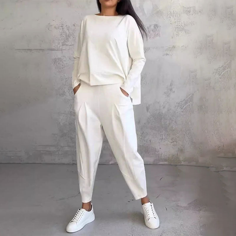 Léa | Completo due pezzi con top a maniche lunghe e pantaloni larghi