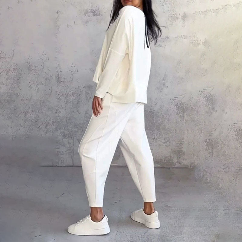 Léa | Completo due pezzi con top a maniche lunghe e pantaloni larghi