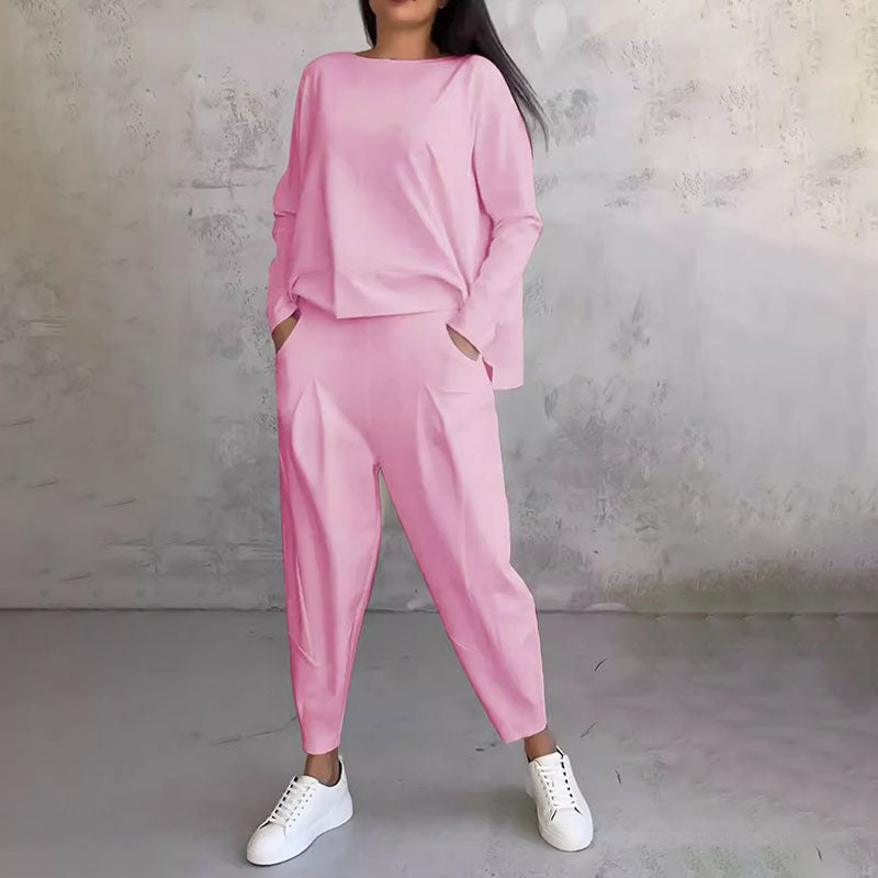 Léa | Completo due pezzi con top a maniche lunghe e pantaloni larghi
