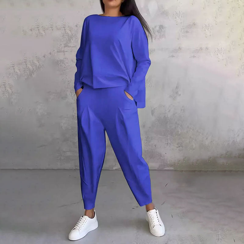 Léa | Completo due pezzi con top a maniche lunghe e pantaloni larghi