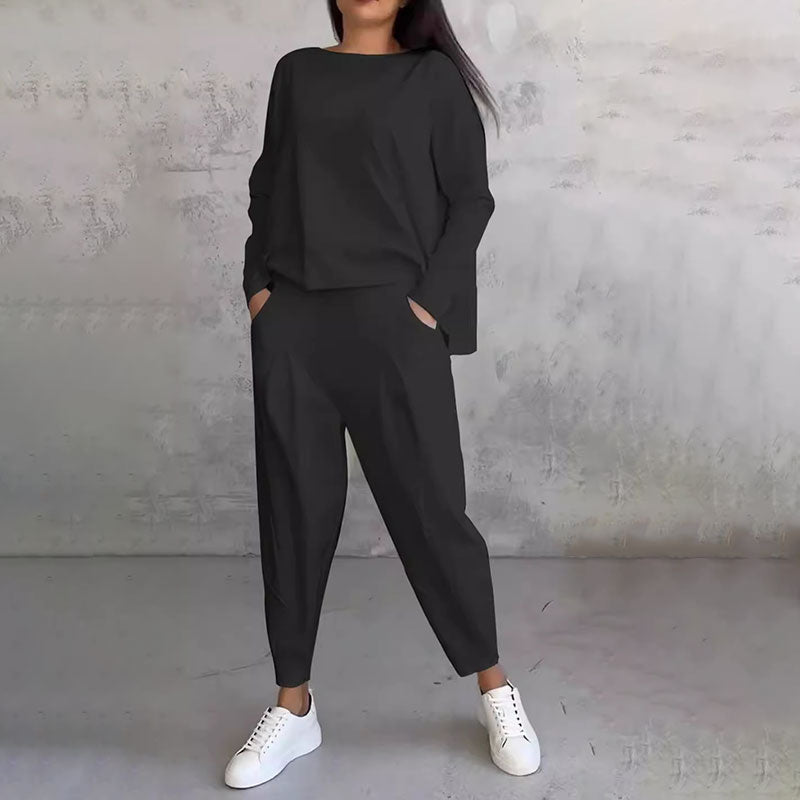 Léa | Completo due pezzi con top a maniche lunghe e pantaloni larghi