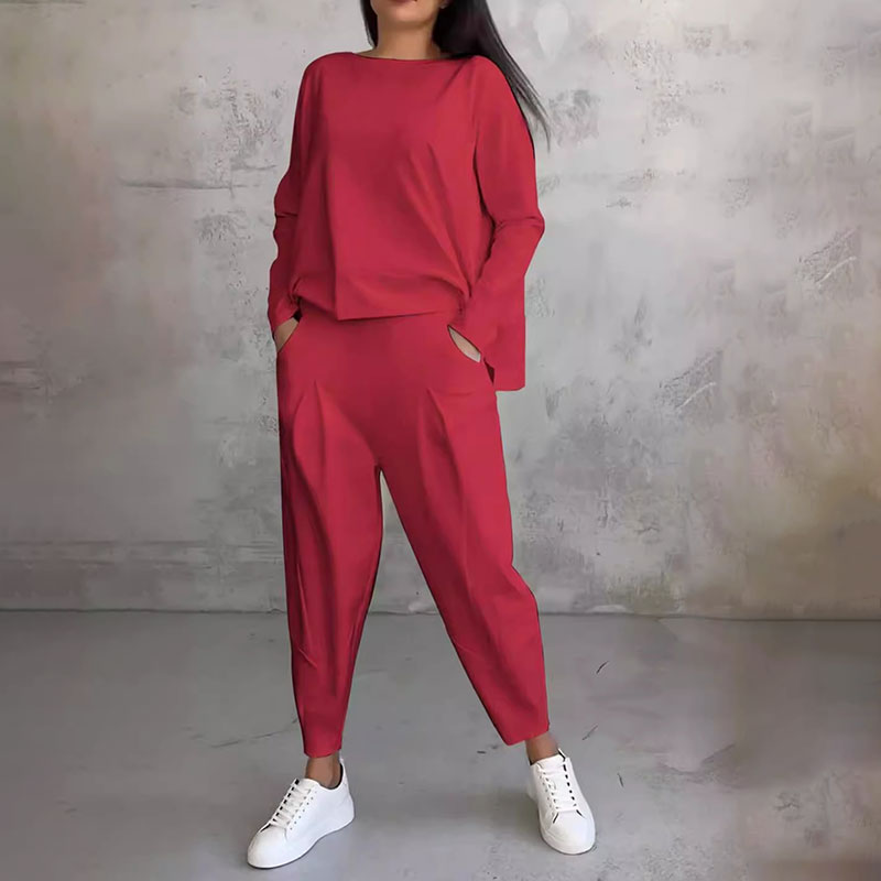 Léa | Completo due pezzi con top a maniche lunghe e pantaloni larghi