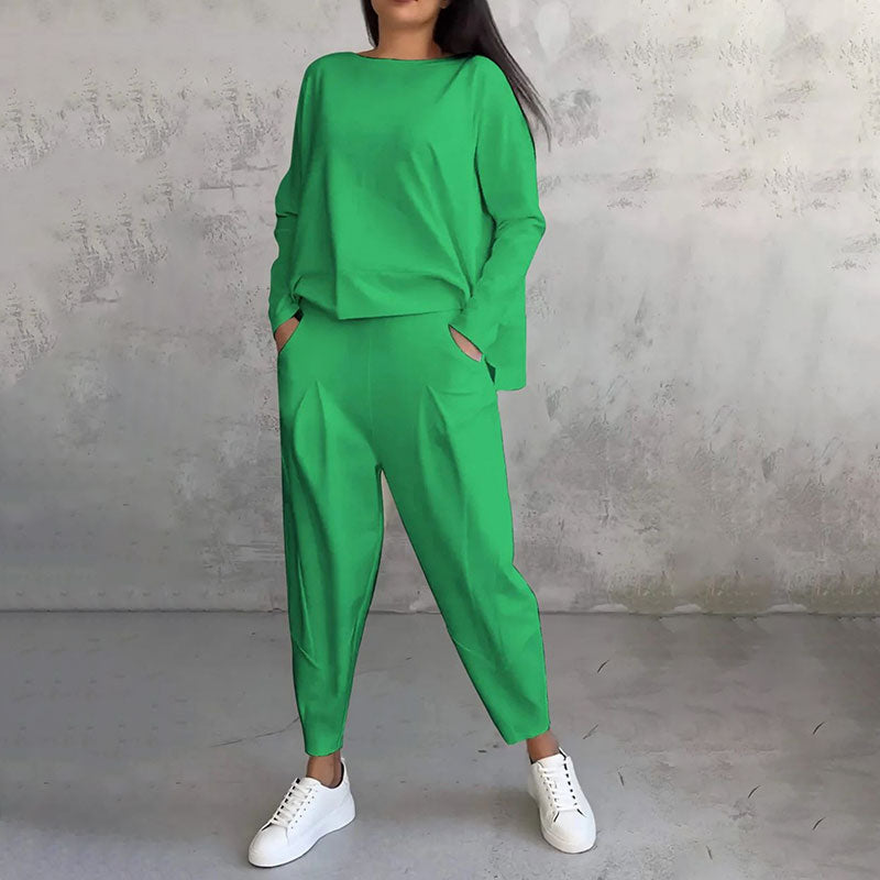 Léa | Completo due pezzi con top a maniche lunghe e pantaloni larghi